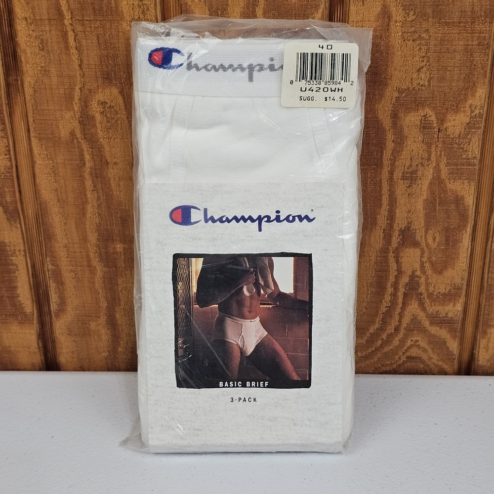 NEW Vtg 1996 Champion Basic Brief 3-Pack Men's Size 40 Tighty Whities NOS